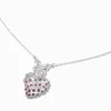 Claire's Colliers-Collier à pendentif papillon et cœur pavé couleur argentée