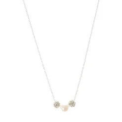 Claire's Colliers-Collier à pendentif perle d'imitation boule de feu en strass couleur argentée