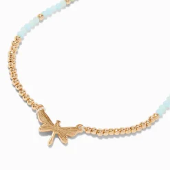 Claire's Colliers-Collier à pendentif perles de rocaille libellule couleur dorée