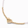 Claire's Colliers-Collier à pendentif perles de rocaille cœur bombé couleur dorée