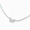 Claire's Colliers-Collier à pendentif perles de rocaille papillon couleur argentée