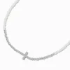 Claire's Colliers-Collier à pendentif perles de rocaille croix couleur argentée