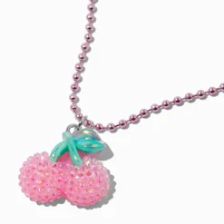 Claire's Colliers-Collier à pendentif perlé rose cerise texturé