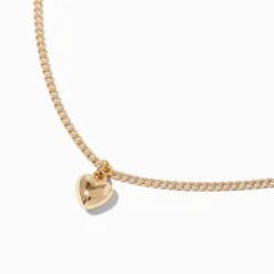 Claire's Colliers-Collier à pendentif petit cœur bombé couleur dorée