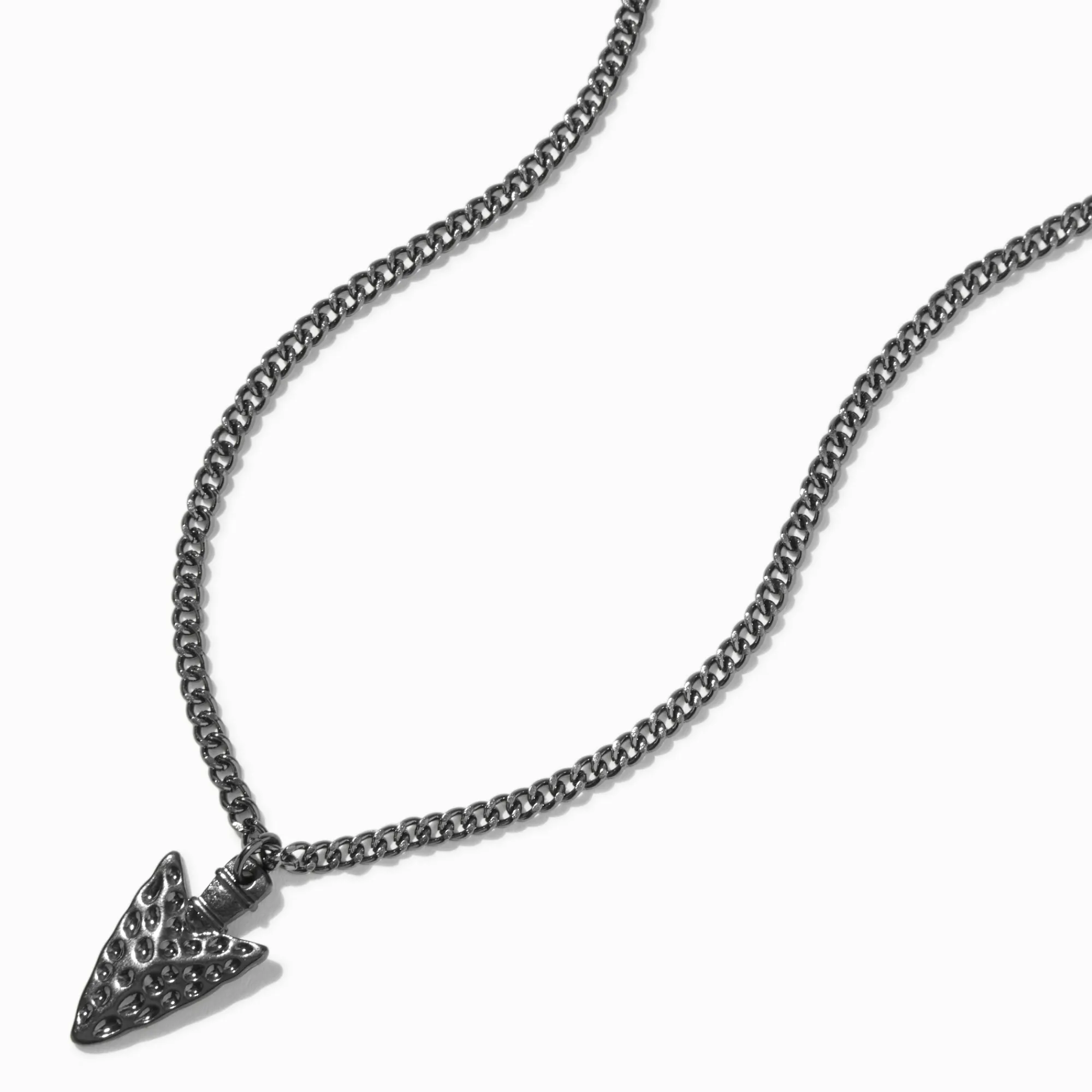 Claire's Colliers-Collier à pendentif pointe de flèche martelé couleur hématite