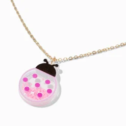 Claire's Colliers-Collier à pendentif shaker coccinelle rose