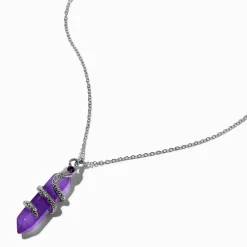 Claire's Colliers-Collier à pendentif strass mystiques qui brillent dans le noir violet serpent