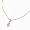 Claire's Clous D'oreilles|Colliers-Collier à pendentif trio de strass roses en zircon cubique d'imitation