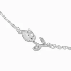 Claire's Colliers-Collier à pendentif tulipe couleur argentée