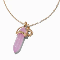 Claire's Colliers-Collier à pendentif violet avec strass mystiques qui brillent dans le noir