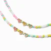 Claire's Colliers-Colliers à breloques cœur couleur dorée perles de rocaille best friends - Lot de 2