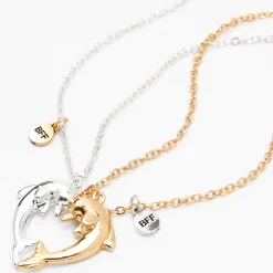 Claire's Colliers-Colliers dauphins cœur fendu en deux best friends - Lot de 2