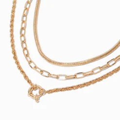 Claire's Colliers-Colliers de chaîne couleur dorée - Lot de 3