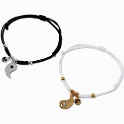 Claire's Colliers-Colliers en cordon à pendentif Yin Yang noir et blanc fendus best friends - Lot de 2