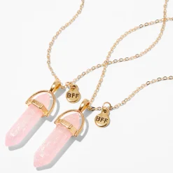 Claire's Colliers-Colliers à pendentif avec strass mystiques brillants roses best friends couleur dorée (lot de 2)