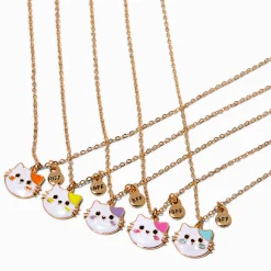 Claire's Colliers-Colliers à pendentif chat couleurs vives best friends - Lot de 5