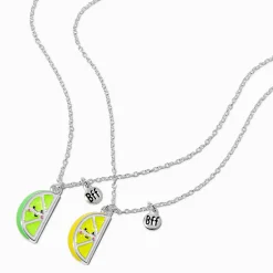 Claire's Colliers-Colliers à pendentif citron et citron vert best friends - Lot de 2