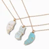 Claire's Colliers-Colliers à pendentif cœur avec dégradé blanc et bleu best friends - Lot de 3