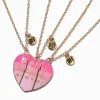 Claire's Colliers-Colliers à pendentif cœur dégradé rose best friends - Lot de 3