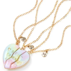 Claire's Colliers-Colliers à pendentif cœur en dégradé de couleurs pastel best friends - Lot de 3