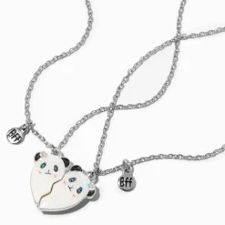 Claire's Colliers-Colliers à pendentif cœur fendu panda best friends - Lot de 2