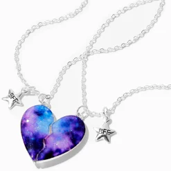 Claire's Colliers-Colliers à pendentif cœur fendu en deux galaxie Best Friends (lot de 2)