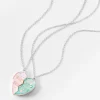 Claire's Colliers-Colliers à pendentif cœur fendu rose et bleu best friends (lot de 2)