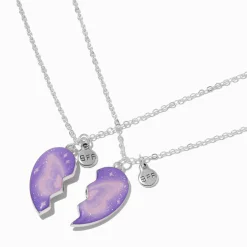 Claire's Colliers-Colliers à pendentif cœur fendu ombre de papillon best friends - Lot de 2