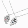 Claire's Colliers-Colliers à pendentif cœur fendu couleur argentée best friends - Lot de 2