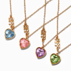 Claire's Colliers-Colliers à pendentif cœur strass best friends - Lot de 4