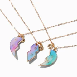 Claire's Colliers-Colliers à pendentif cœur étoile arc-en-ciel best friends - Lot de 3