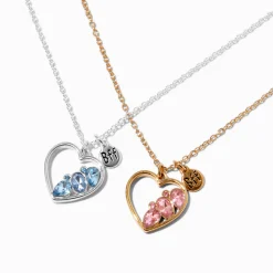 Claire's Colliers-Colliers à pendentif demi cœur en strass en métaux mixtes Best Friends - Lot de 2