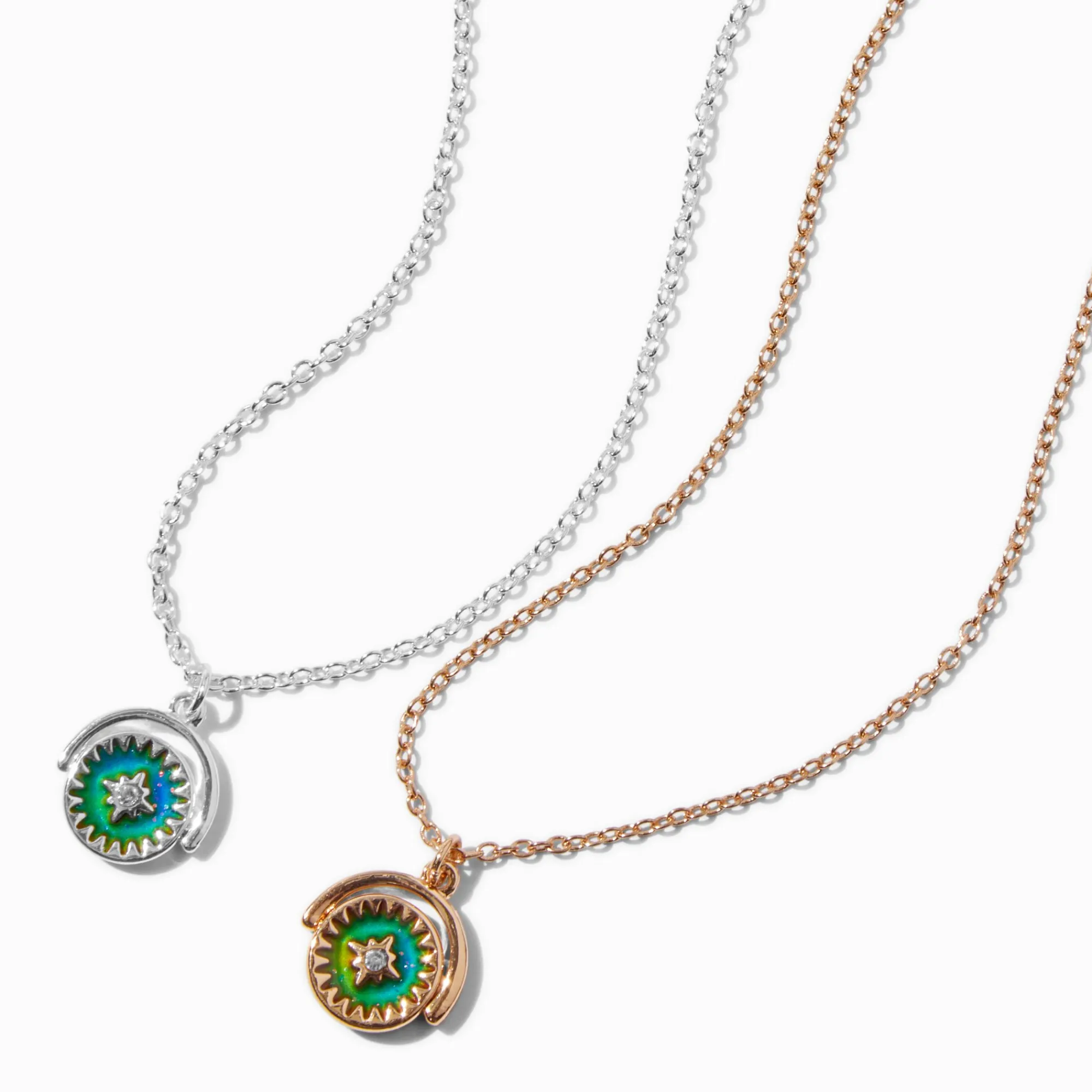 Claire's Colliers|Bracelets-Colliers à pendentif d’humeur fidget spinner boussole « Love » best friends - Lot de 2