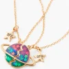 Claire's Colliers-Colliers à pendentif fendu espace phosphorescent best friends - Lot de 2