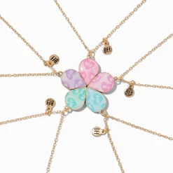 Claire's Colliers-Colliers à pendentif fleurs à paillettes best friends - Lot de 5