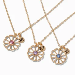 Claire's Colliers-Colliers à pendentif marguerite en strass best friends - Lot de 3