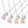 Claire's Colliers-Colliers à pendentif nounours avec dégradé de tons iridescents best friends - Lot de 4