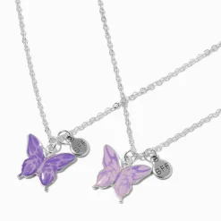 Claire's Colliers-Colliers à pendentif papillon inversé best friends - Lot de 2
