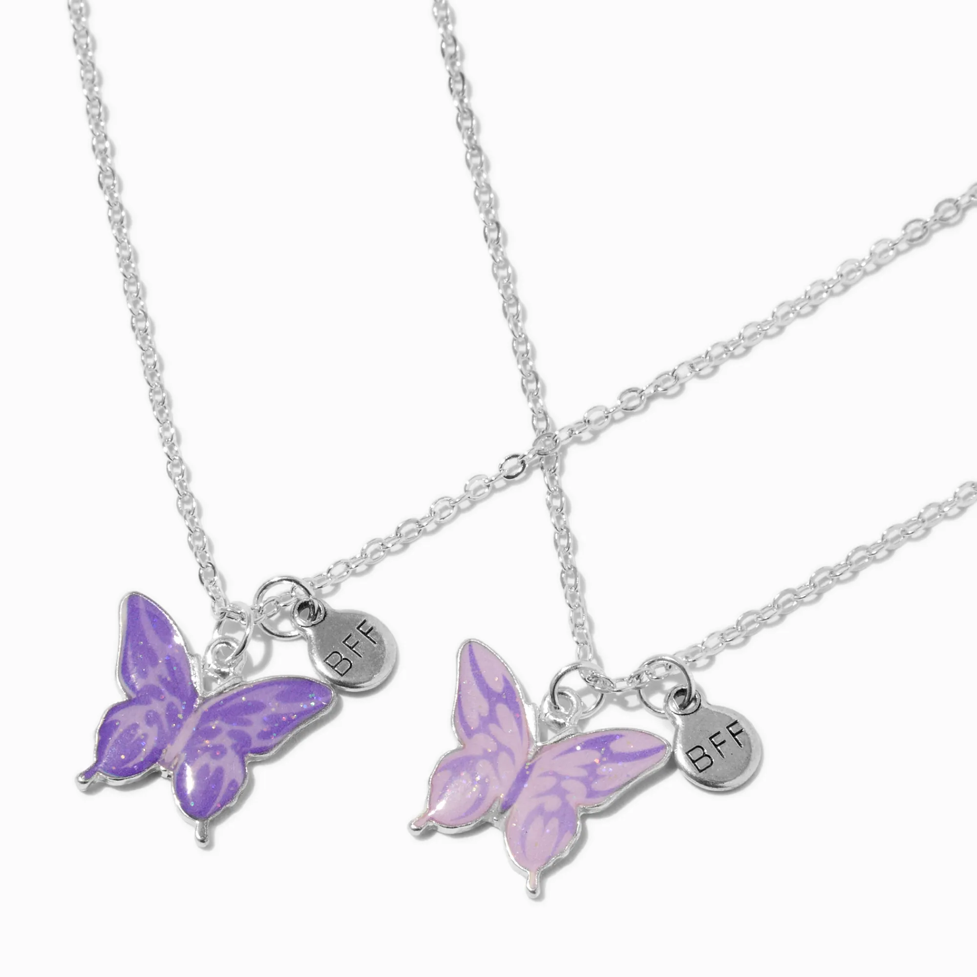 Claire's Colliers-Colliers à pendentif papillon inversé best friends - Lot de 2