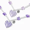 Claire's Colliers-Colliers à pendentif perlés perle d'imitation papillon et cœur violet best friends - Lot de 2