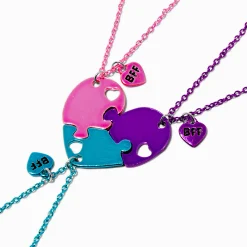 Claire's Colliers-Colliers à pendentif puzzle cœur best friends - Lot de 3