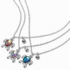Claire's Colliers-Colliers à pendentif tortue iridescente Best Friends - Lot de 3