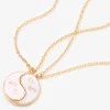 Claire's Colliers-Colliers à pendentif yin et yang fendu en deux couleur dorée best friends - Lot de 2