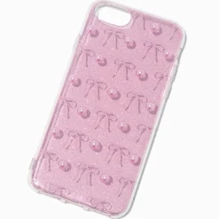 Claire's Compatible Iphone®-Coque de portable coquette avec nœuds roses - Compatible avec iPhone® 6/7/8/SE
