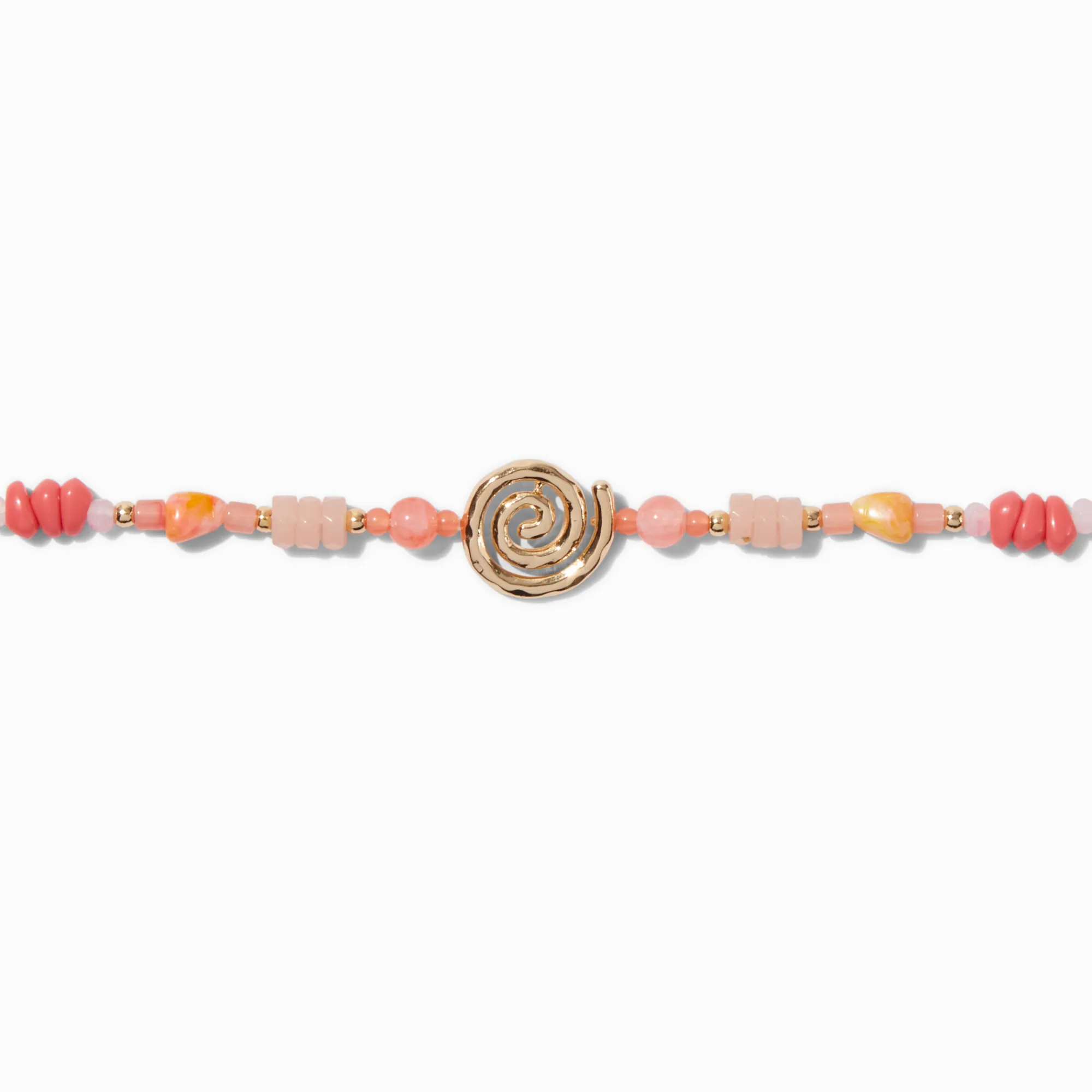 Claire's Colliers-Coral Beaded Gold-tone Swirl Choker Necklace