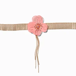 Claire's Colliers-Coral Flower Fringe Choker Necklace