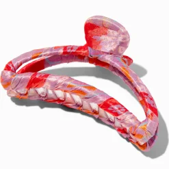 Claire's Barrettes Et Pinces-Coral Geometric Fabric Hair Claw