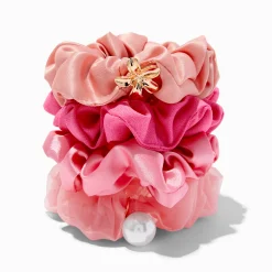 Claire's Chouchous-Coral Mixed Hair Scrunchies - 4 Pack