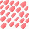 Claire's Ongles-Coral Pink Glossy Short Almond Vegan Faux Nail Set - 24 Pack