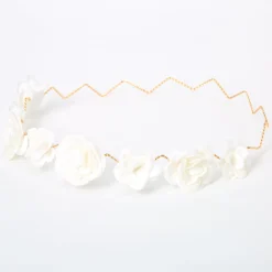 Claire's Bandeaux Et Serre-têtes|Fleurs Pour Cheveux-Couronne de fleurs avec roses à paillettes - Blanc